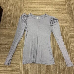 Kische Dark Gray Long Sleeve Ruched Shoulder Puff Sleeve Detail